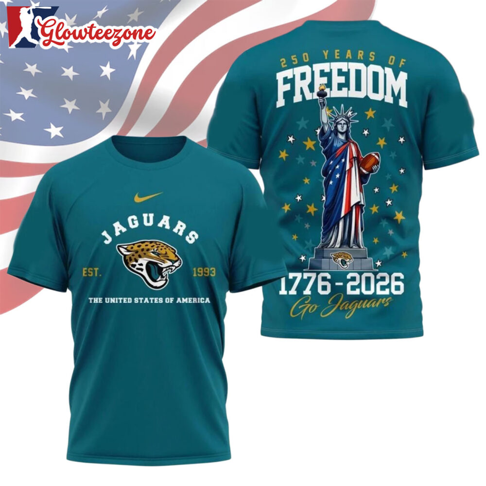 Jacksonville Jaguars NFL 250 Years of American Freedom Logo 3D T Shirt Sweatshirt Hoodie
