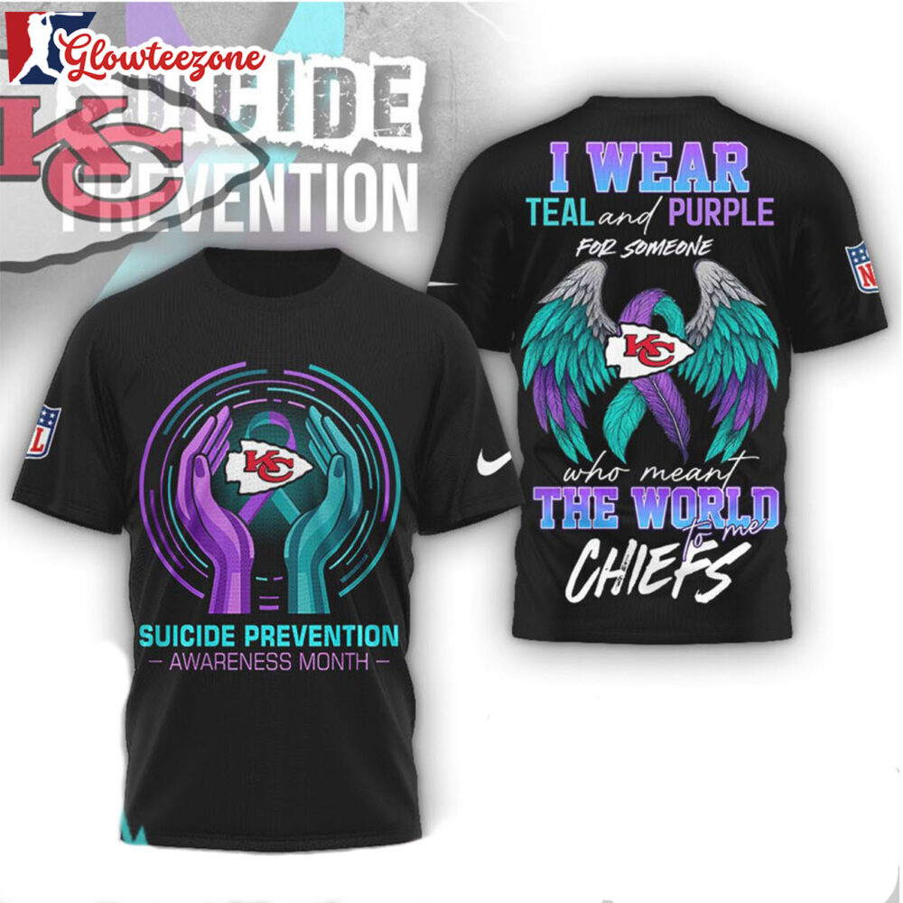 Kansas City Chiefs NFL x Suicide Prevention Awareness Teal And Purple 3D T Shirt Sweatshirt Hoodie