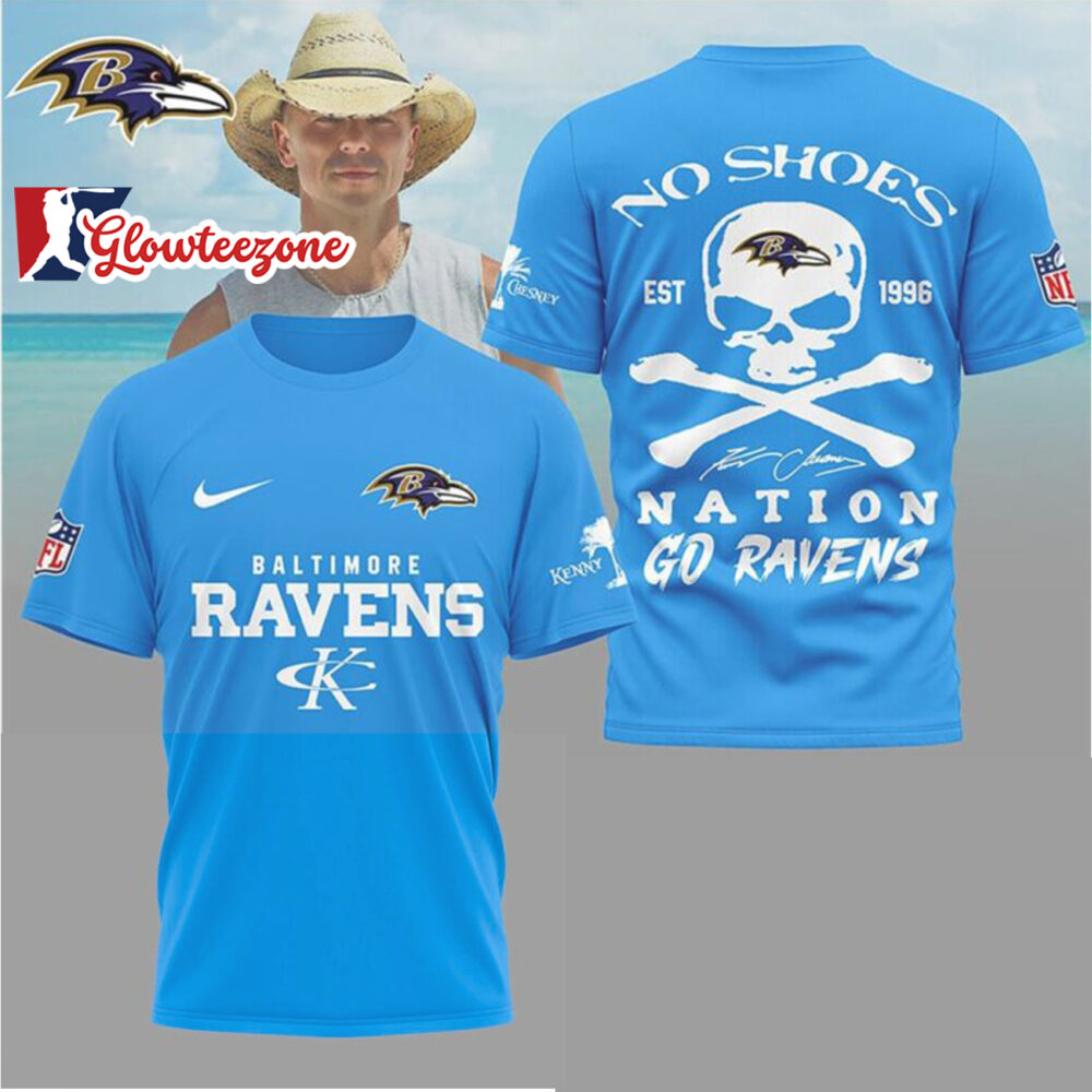 Kenny Chesney No Shoes Nation x Baltimore Ravens NFL 3D T Shirt Sweatshirt Hoodie