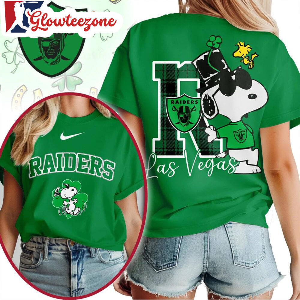 Las Vegas Raiders 2026 NFL Snoopy St Patricks Day Unisex 3D T Shirt Sweatshirt Hoodie