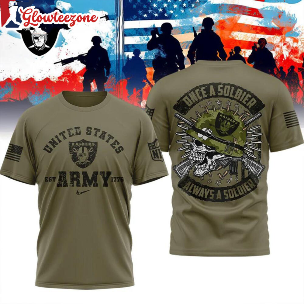 Las Vegas Raiders NFL Us Army Once A Soldier Always A Soldier All Over Print Shirt