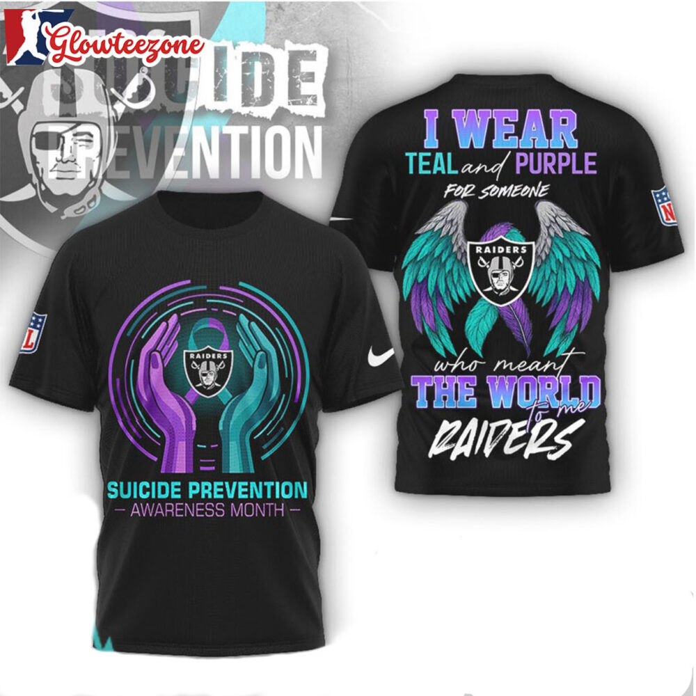 Las Vegas Raiders NFL x Suicide Prevention Awareness Teal And Purple 3D T Shirt Sweatshirt Hoodie