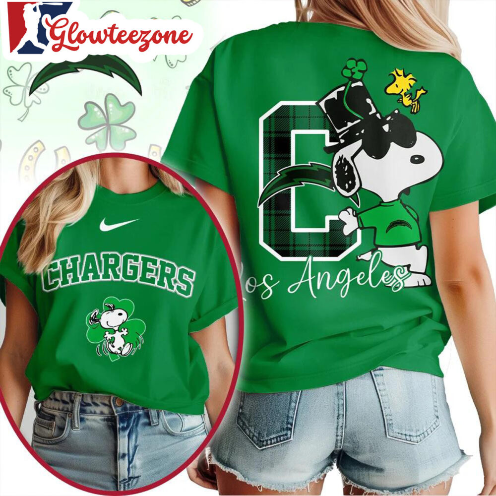 Los Angeles Chargers 2026 NFL Snoopy St Patricks Day Unisex 3D T Shirt Sweatshirt Hoodie