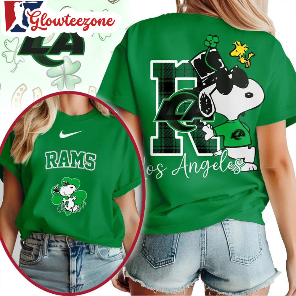 Los Angeles Rams 2026 NFL Snoopy St Patricks Day Unisex 3D T Shirt Sweatshirt Hoodie