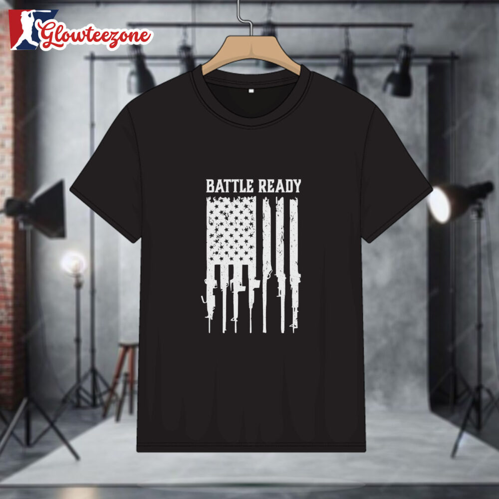 Marine Corp Battle Ready Flag Gun Shirt 1