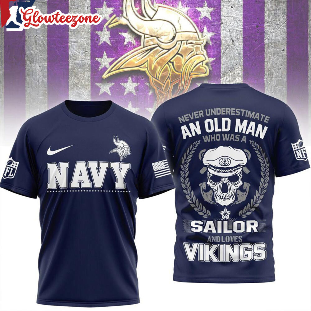 Minnesota Vikings Nfl Navy Veteran 2026 All Over Print Shirtxxx