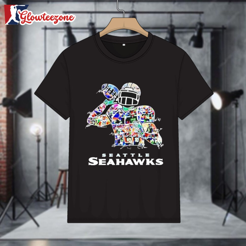 Montage Of Seattle Seahawks Players Signature Graphic Shirt 1