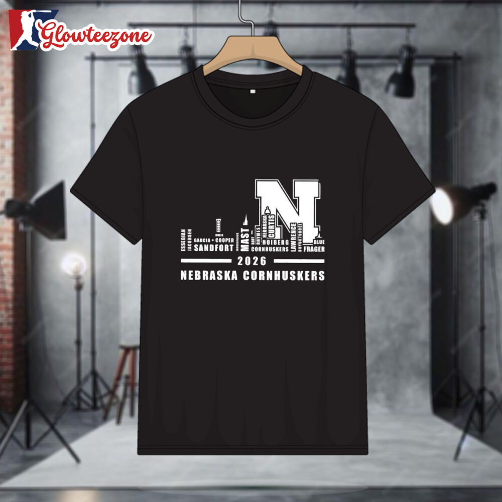 Nebraska Cornhuskers 2026 Players Names City Skyline Graphic Shirt 1