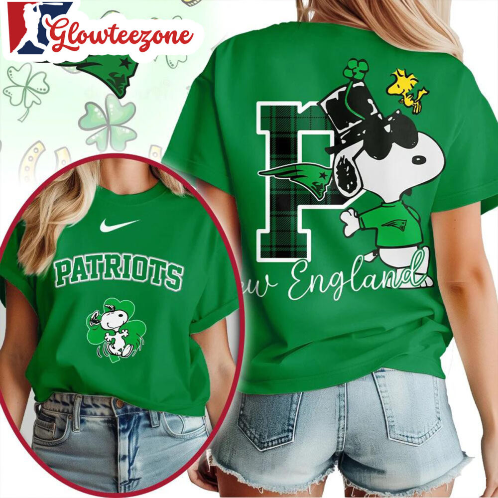 New England Patriots 2026 NFL Snoopy St Patricks Day Unisex 3D T Shirt Sweatshirt Hoodie