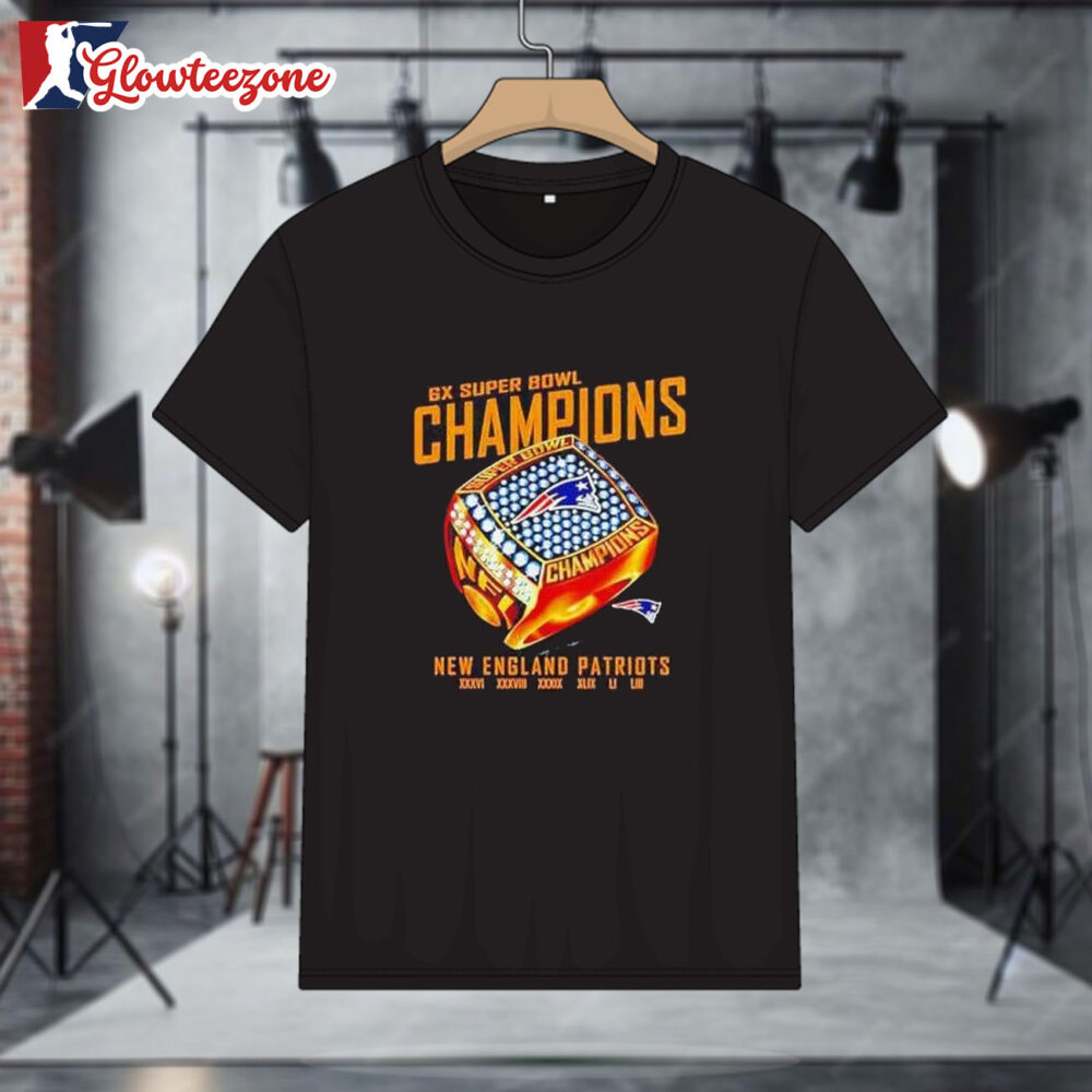 New England Patriots 6x Super Bowl Champions Ring Shirt 1
