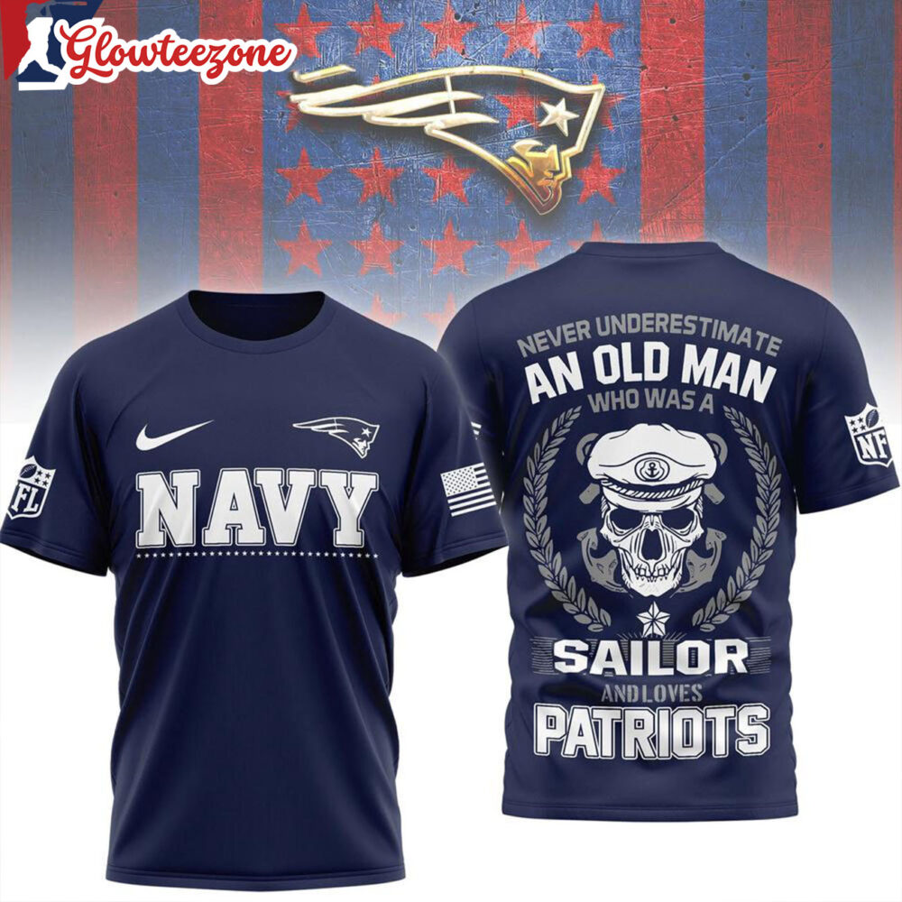 New England Patriots Nfl Navy Veteran 2026 All Over Print Shirtxxx