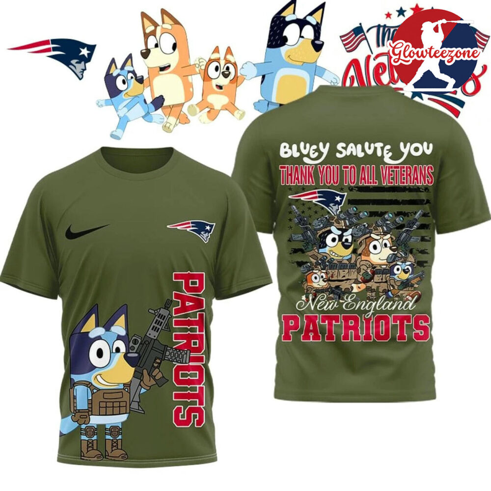 New England Patriots X Bluey Salute Veterans Limited Edition Shirt