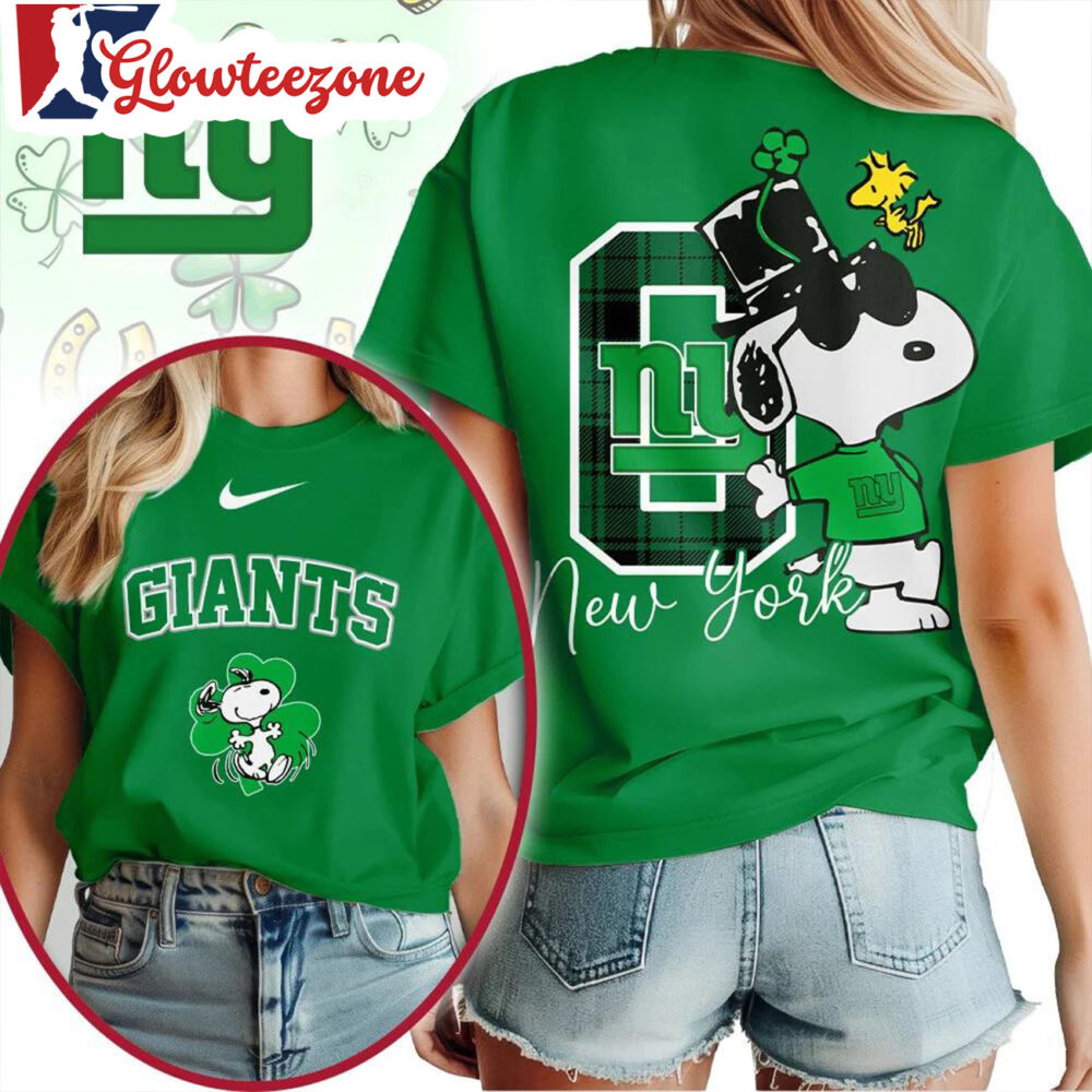 New York Giants 2026 NFL Snoopy St Patricks Day Unisex 3D T Shirt Sweatshirt Hoodie