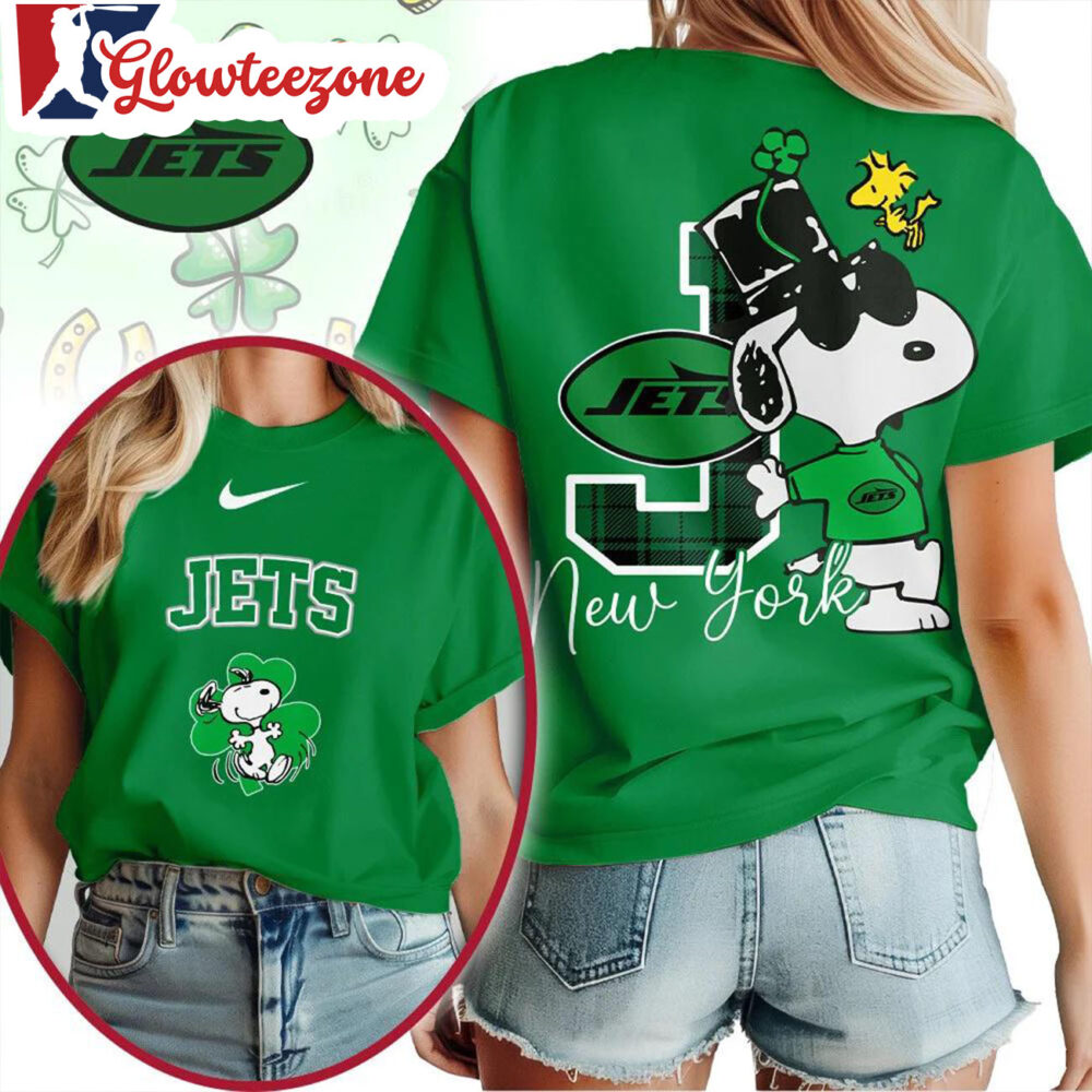 New York Jets 2026 NFL Snoopy St Patricks Day Unisex 3D T Shirt Sweatshirt Hoodie