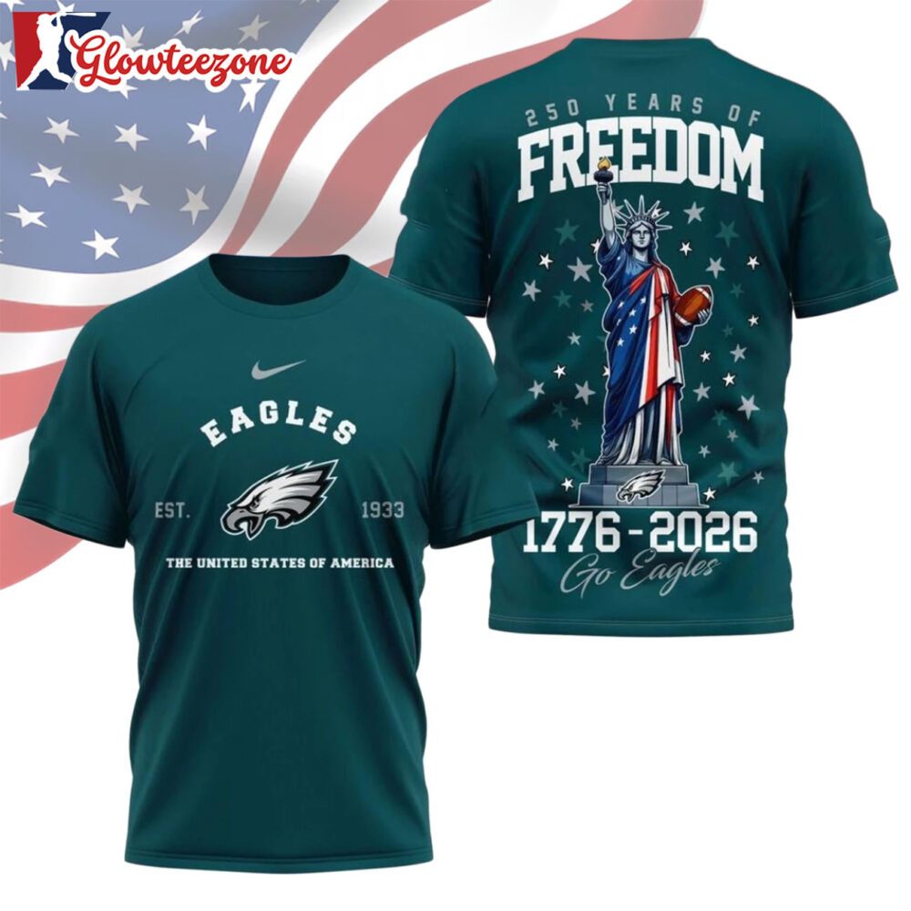 Philadelphia Eagles NFL 250 Years of American Freedom Logo 3D T Shirt Sweatshirt Hoodie