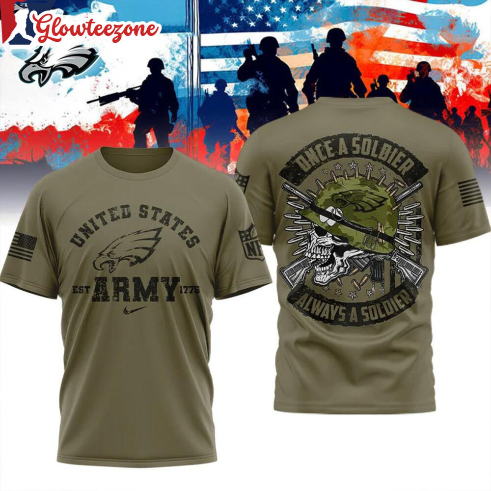 Philadelphia Eagles NFL Us Army Once A Soldier Always A Soldier All Over Print Shirt