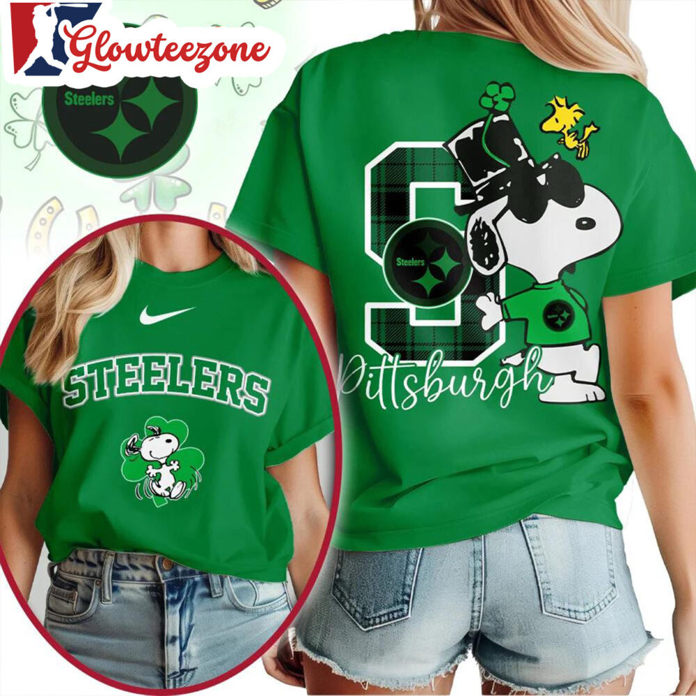 Pittsburgh Steelers 2026 NFL Snoopy St Patricks Day Unisex 3D T Shirt Sweatshirt Hoodie