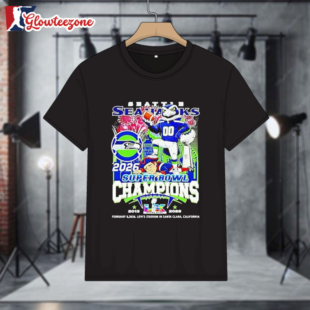 Seahawks Beat Patriots 2026 Super Bowl LX Champions Mascot Shirt 1