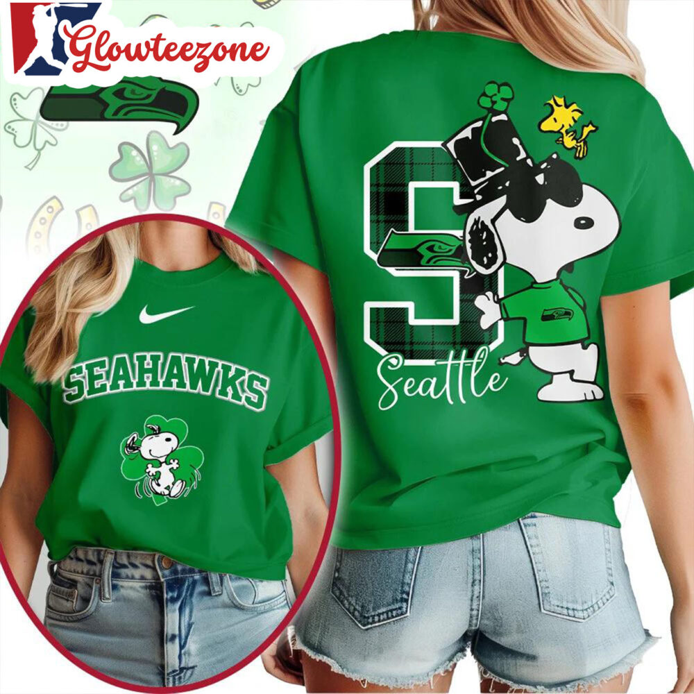 Seattle Seahawks 2026 NFL Snoopy St Patricks Day Unisex 3D T Shirt Sweatshirt Hoodie