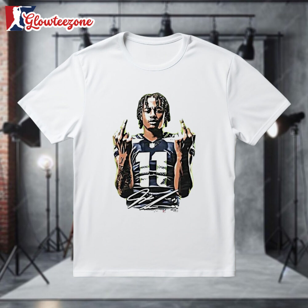 Seattle Seahawks Jaxon Smith Njigba Number 11 Posing Middle Finger Graphic Shirt 1