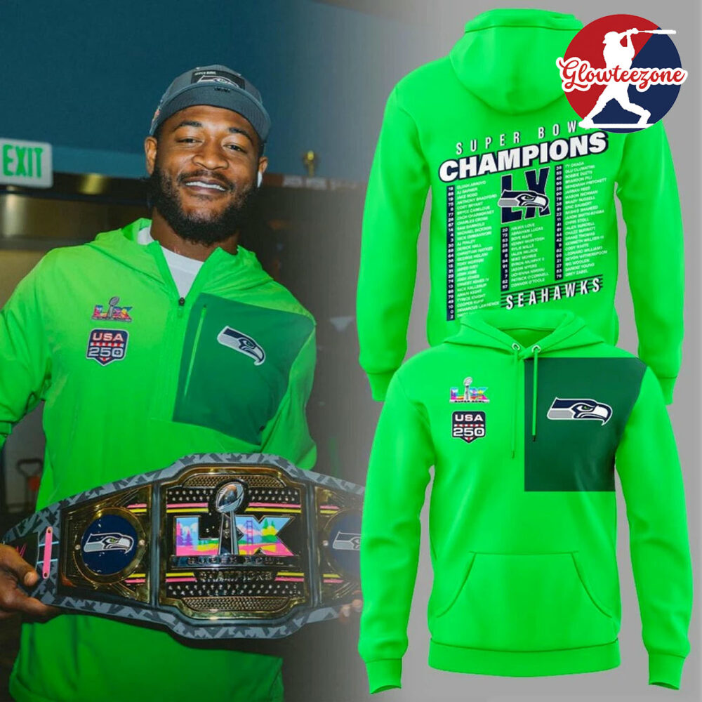 Seattle Seahawks Super Bowl LX Champions Locker Room Trophy Green 3D T Shirt Sweatshirt Hoodie