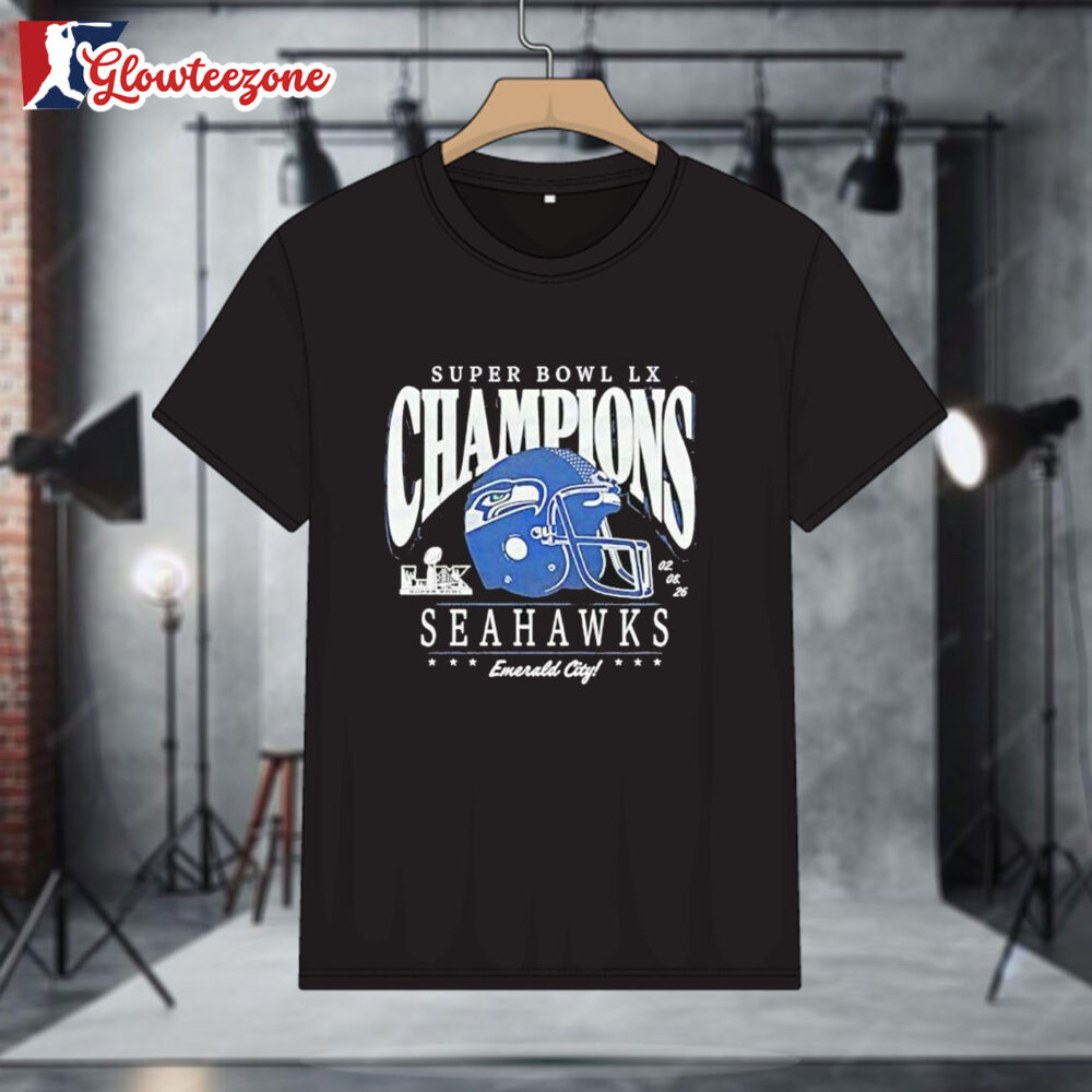 Seattle Seahawks Super Bowl LX Champions Prestigious Run Helmet Shirt 1
