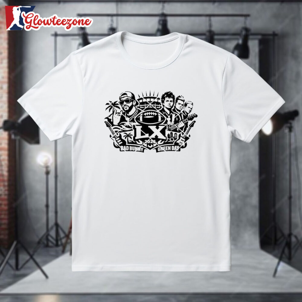 Super Bowl LX 2026 Bad Bunny Green Day Shirt 1