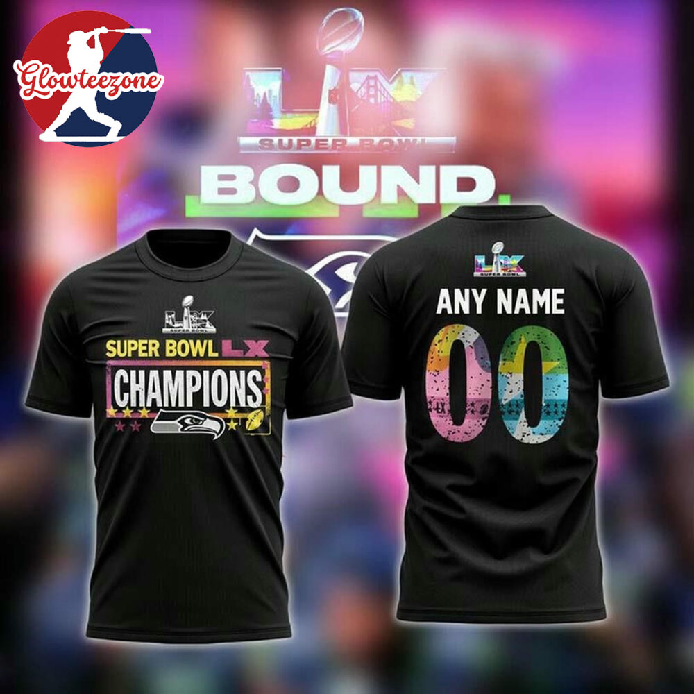 Super Bowl LX Champions Seattle Seahawks Special Two Sided Shirt Custom Name Number