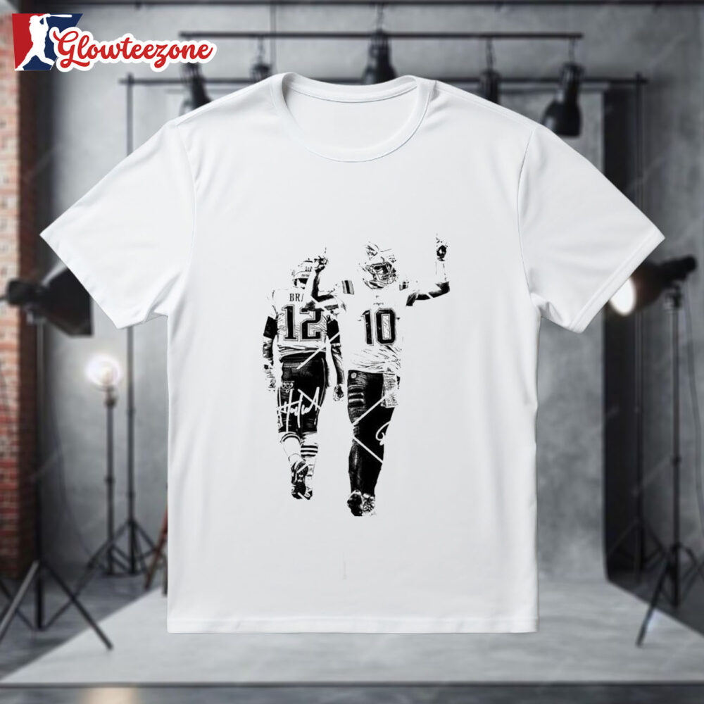 Tom Brady 12 And Drake Maye 10 New England Patriots Shirt 1