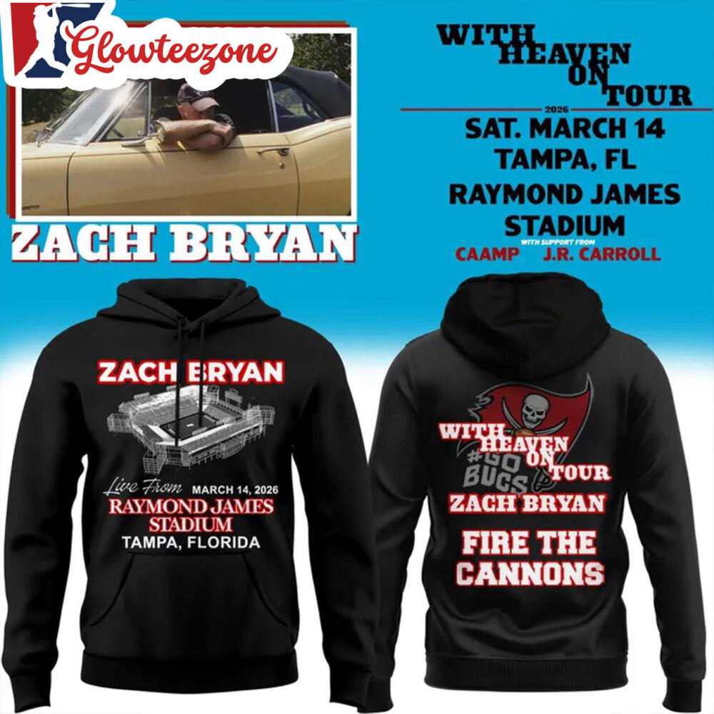 Zach Bryan X Tampa Bay Buccaneers With Heaven On Tour Live From Raymond James Stadium 2026 Black 3D T Shirt Sweatshirt Hoodie