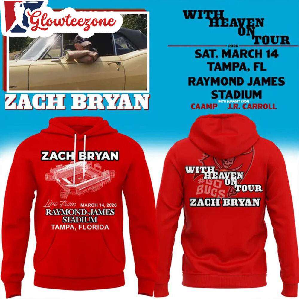 Zach Bryan X Tampa Bay Buccaneers With Heaven On Tour Live From Raymond James Stadium 2026 Red 3D T Shirt Sweatshirt Hoodie