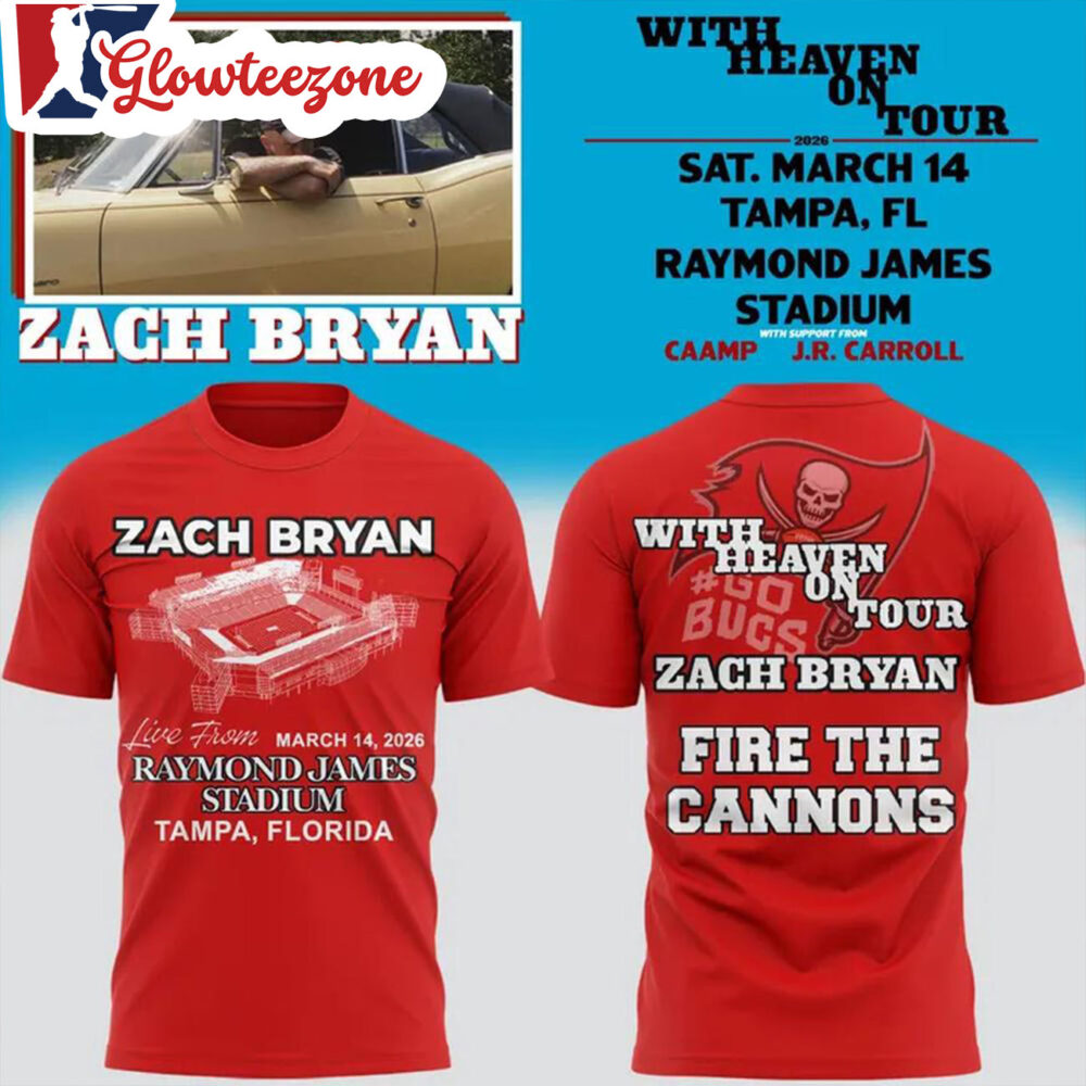 Zach Bryan X Tampa Bay Buccaneers With Heaven On Tour Live From Raymond James Stadium 2026 Red Unisex 3D T Shirt Sweatshirt Hoodie