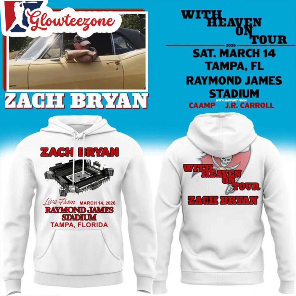 Zach Bryan X Tampa Bay Buccaneers With Heaven On Tour Live From Raymond James Stadium 2026 White 3D T Shirt Sweatshirt Hoodie